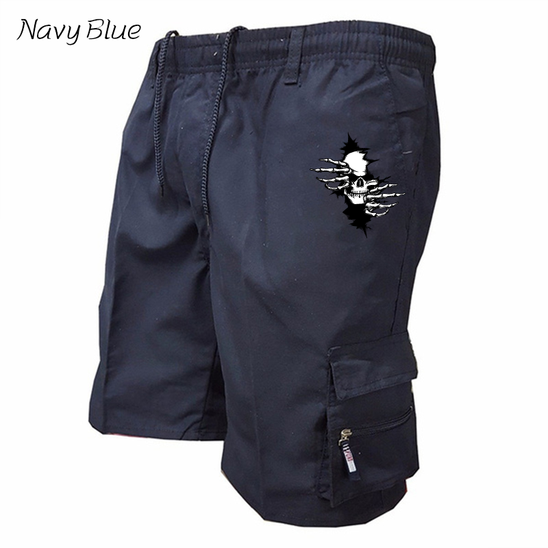 Pantaloni Cargo con stampa teschio pantaloncini tattici Casual pantaloncini moda estivi da uomo mimetici pantaloncini da trekking Cargo