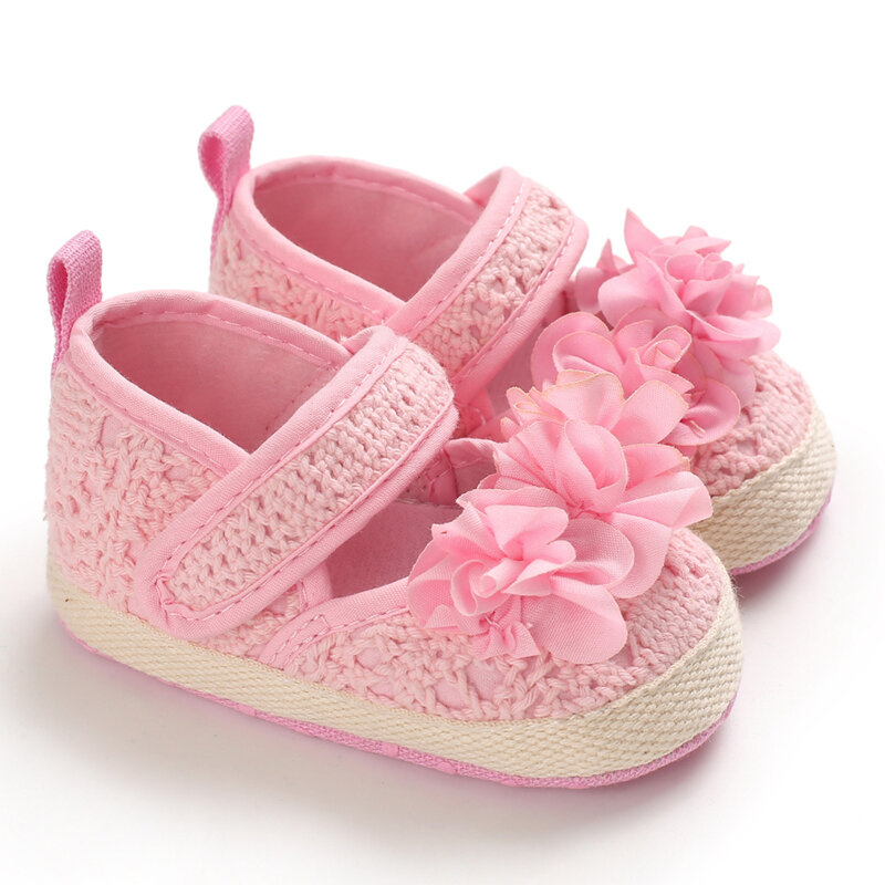 Classic Fashion Newborn Pink Baby Shoes Non-slip Cloth Bottom Shoes For Girls Elegant Casual Princess Shoes First Walking Shoes