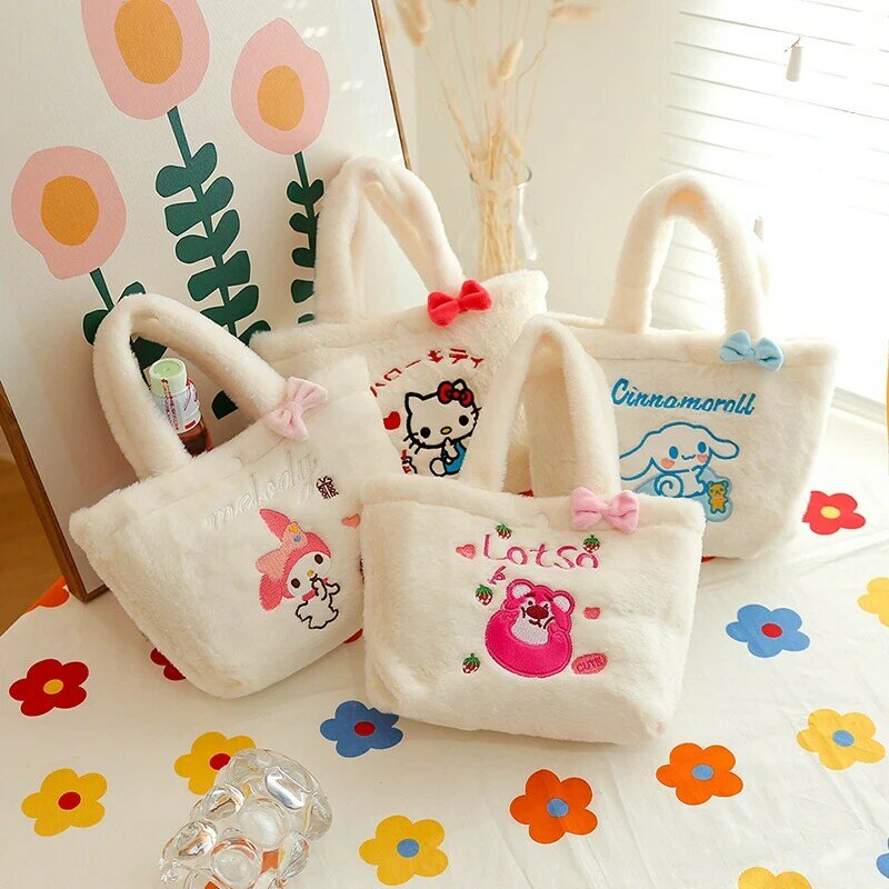 Sanrio Plüsch tasche Cinna moroll Handtasche meine Melodie Hallo Kitty Lagerung Schulter Make-up Tasche Anime gefüllt Plüsch Rucksack Geschenk Mädchen