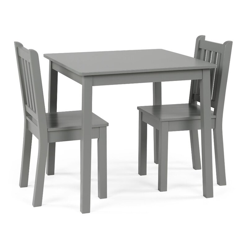 Humble Crew Camden Wood Conjunto de mesa e cadeiras, 3 peças, cinza, cinza