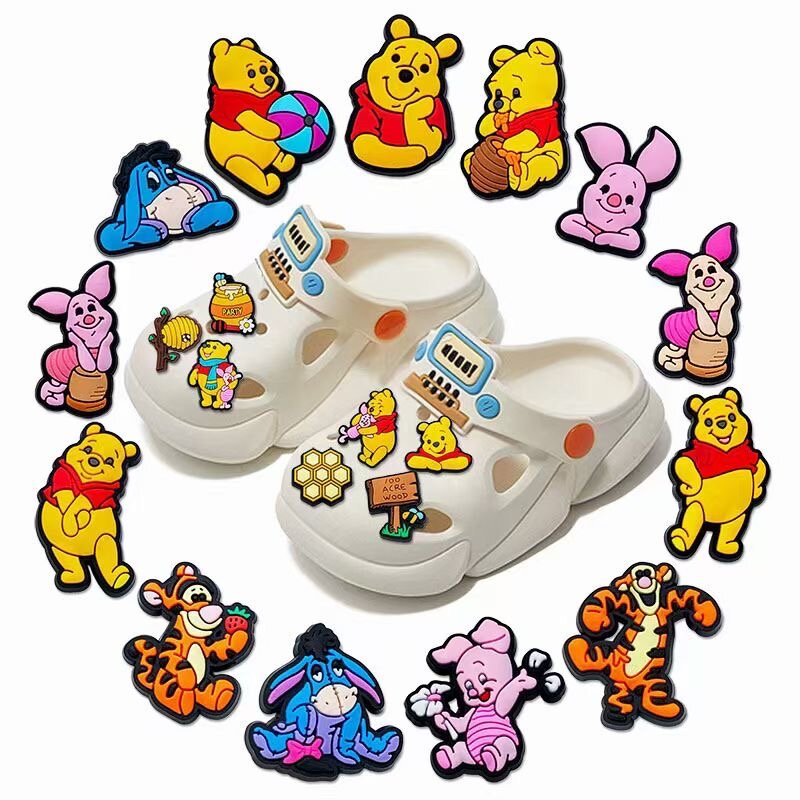 1 pz Disney Pooh maialino Tigger Honey Croc ciondoli per scarpe accessori in PVC decorazione per scarpe fai da te per Croc JIBZ bambini regali di natale