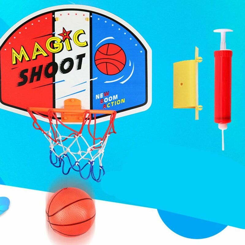 No Hole Punching Basketball Basket Hoop Toys Inflatable Hanging Basket Box Toy Hanging Backboard Adjustable Height Plastic