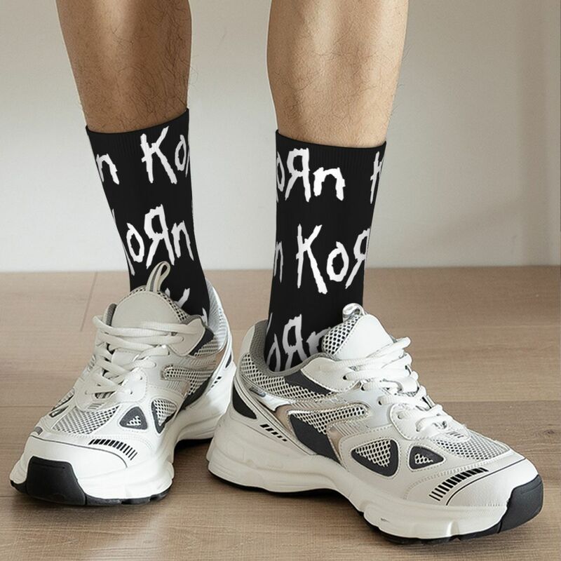 Hip-hopowe męskie damskie Korn Band Logo Crew Socks Nu Metal Merch skarpety piłkarskie miękkie wspaniałe prezenty