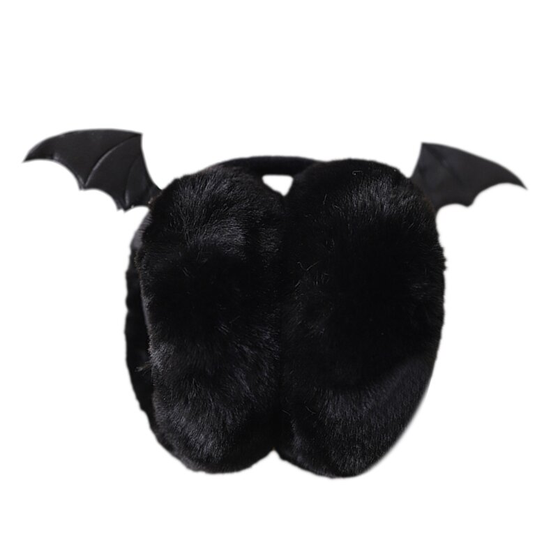 449B Cartoon Steric Demon Wings Earmuff Cold Winter Ear Protecting Supplies Funny Plush Ear Flap Winter Gift for Teenagers