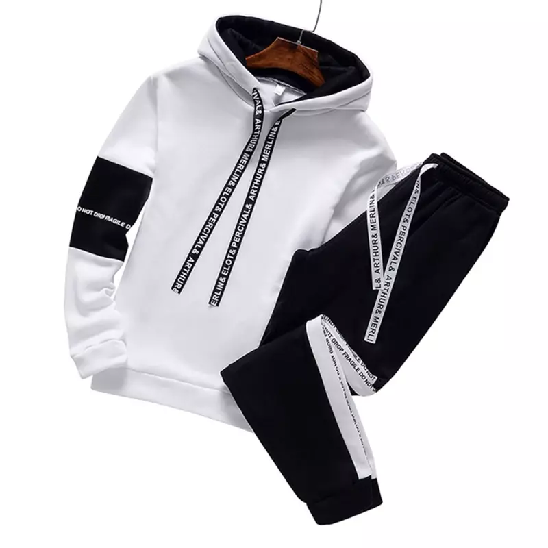 Winter Logo Customized Hoodie Sets Men Tracksuit Casual Hoodies Sweatshirt Piece Set Fashion Streetwear Clothes