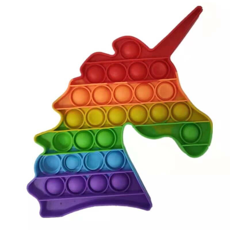 Mainan Fidget Anak-anak Pelangi Gelembung Muncul Sensor Autisim Kebutuhan Khusus Antistress Pereda Stres Licin Sederhana Mainan Fidget Lesung Pipi