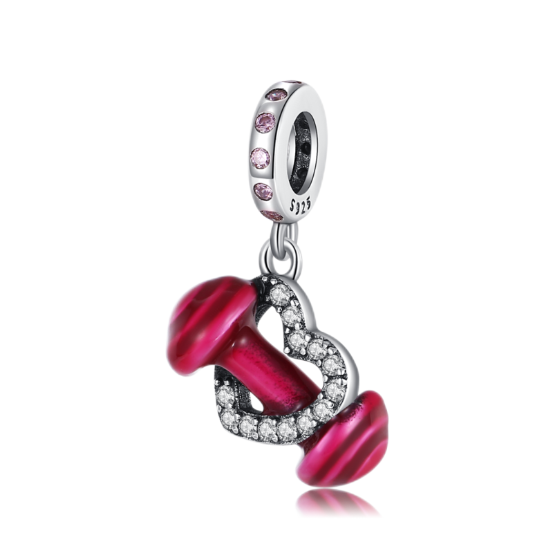 Rzeczywisty 925 szterlingowy srebrny czerwony urok miłości pasuje do bransoletka Pandora damskich akcesoriów do wykwintna biżuteria sportowych