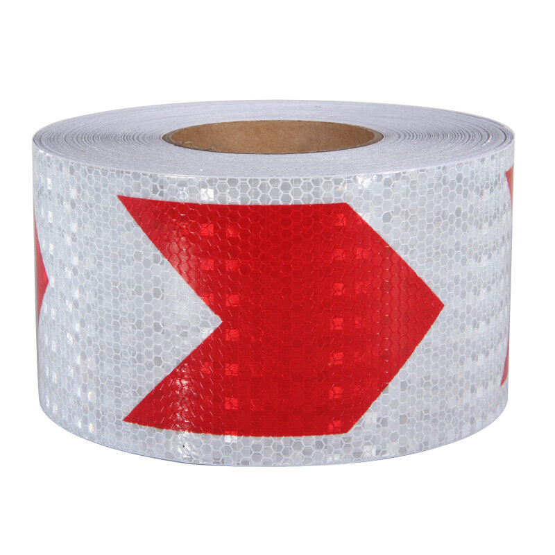 트럭용 고가시성 반사 테이프, 빨간색 및 흰색 화살표 자체 접착 스티커, 안전 경고 필름, 50m, 4 인치