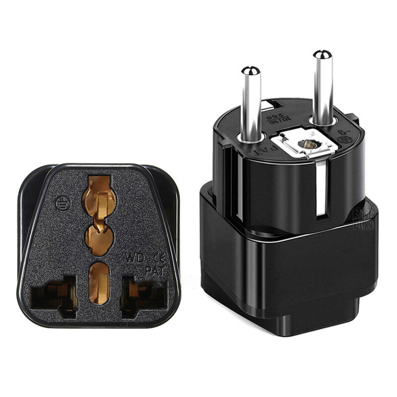 2pcs Universal EU German Conversion Plug Adapter Power Socket Travel Conversion Plug High Temperature Flame Retardant