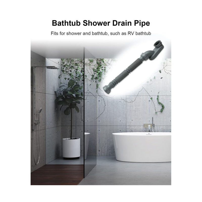 Tubo de drenaje de ducha de bañera Flexible, trampa de bajo perfil, 1 1/2 P, plana, libre de pie, drenaje de bañera