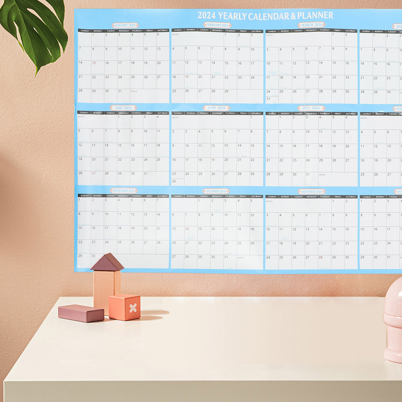 Laminowany na ścianie 2024 12-miesięczny kalendarz 2024 miesięczny kalendarz spotkań wiszący laminowany 12-miesięczny kalendarz 2024 rok