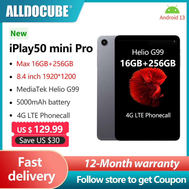 Tablet Alldocube-iPlay50Mini Pro, 8.4 "FHD, Netflix L1, Android 13, Helio G99, 16GB ROM + 256GB RAM, Dual SIM, 5G WiFi, 5000mAh