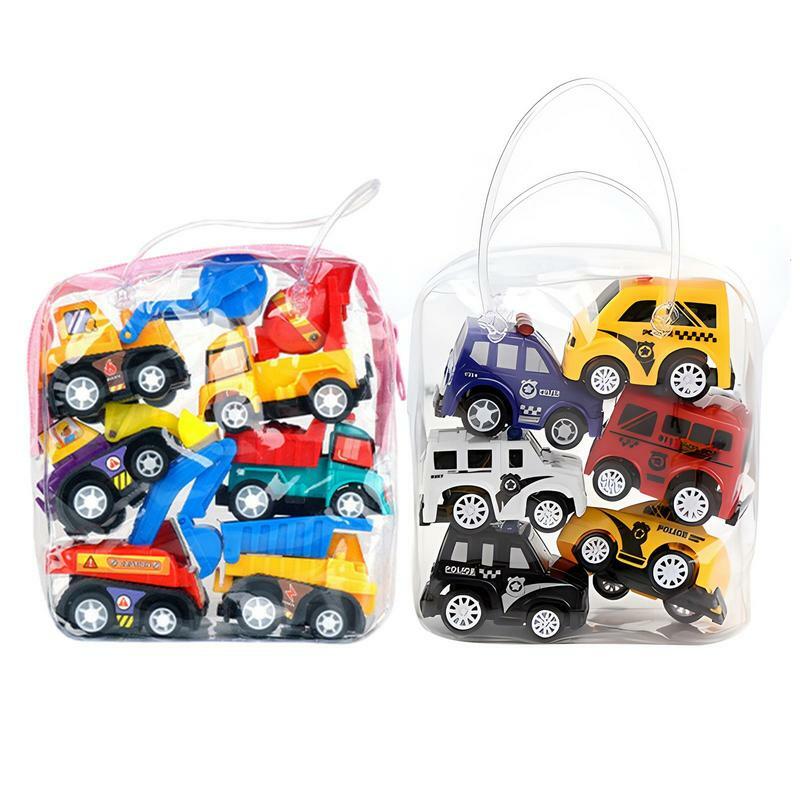 6 Stks/set Terugtrekken Auto Speelgoed Mini Pull Back Engineering Voertuig Raceauto Model Grote Verjaardagsfeestje Gunst Cadeau Voor Kinderen