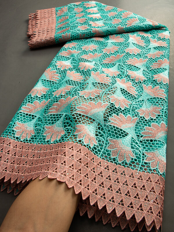 Bicolor Guipure Cord Tecido De Renda para Mulheres Vestidos, Nigeriano Solúvel Em Água, Africano, TY3465, Novo, 24