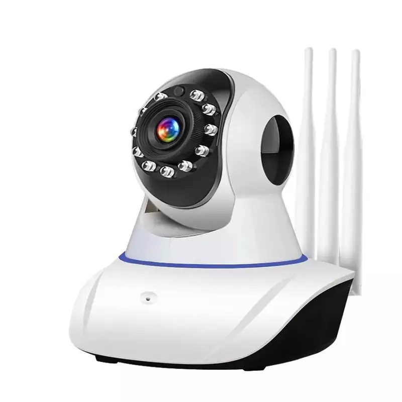 Cámara de vigilancia Ip con Wifi, protección de seguridad, 1080p, infrarroja, rotación de 360 °, 3 antenas