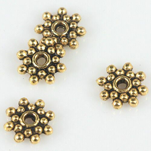 2-Sided Flor Spacer Beads, cor do ouro escuro, EF0319, 8,7mm, 60pcs