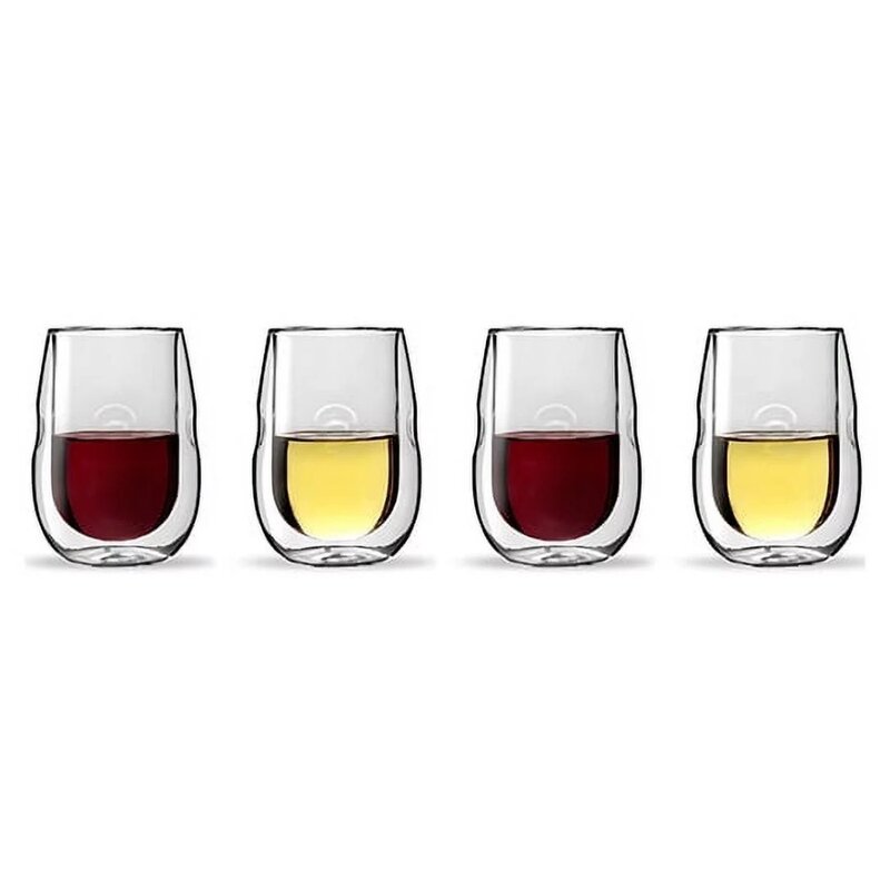 Serie Artisan-Juego de 4 copas de vino con aislamiento de doble pared, Juego de 4 vasos de vino y bebidas
