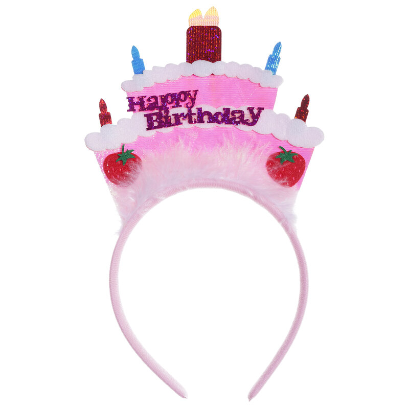 Happy วันเกิด Headband Kawaii หมวกหมวกเค้กเทียน Headwear เด็กทารก Headdress ผม Hoops Baby Shower Party ตกแต่งภาพ Props