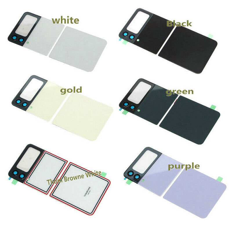 Rear Glass Battery Cover Housing Door For Samsung Galaxy Z Flip 3 5G SM-F711 Replacement With Camera Lens