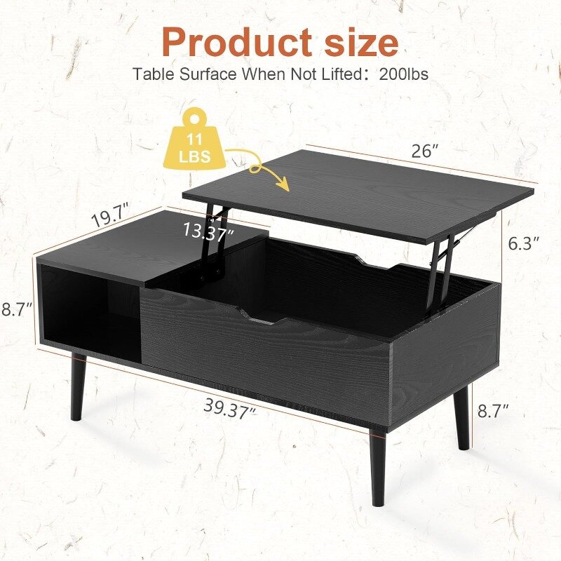 โต๊ะกาแฟยกสูงสำหรับห้องนั่งเล่นโต๊ะโซฟาสำหรับแล็ปท็อปปรับได้เฟอร์นิเจอร์เก็บของพร้อมโต๊ะซ่อน