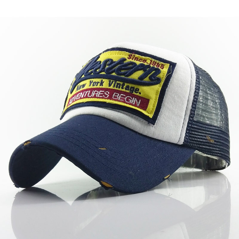 웨스턴 뉴욕 빈티지 트럭 운전사 모자 남녀공용, 1985 년 이후 통기성 메쉬 자수 야구 모자, 스냅백, 여름 아빠 모자