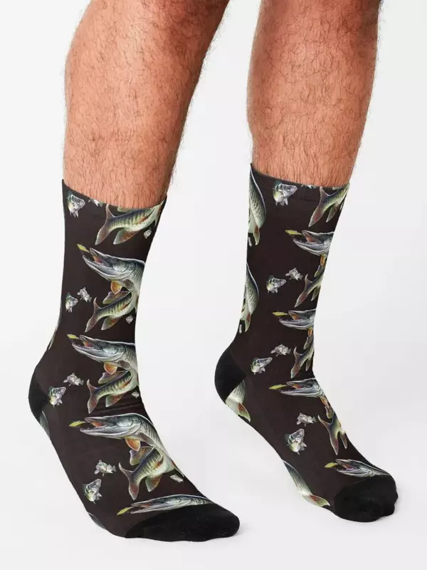 Muskie Angeln Socken Weihnachten Strumpf Neuheiten coole Mode Frau Socken Männer