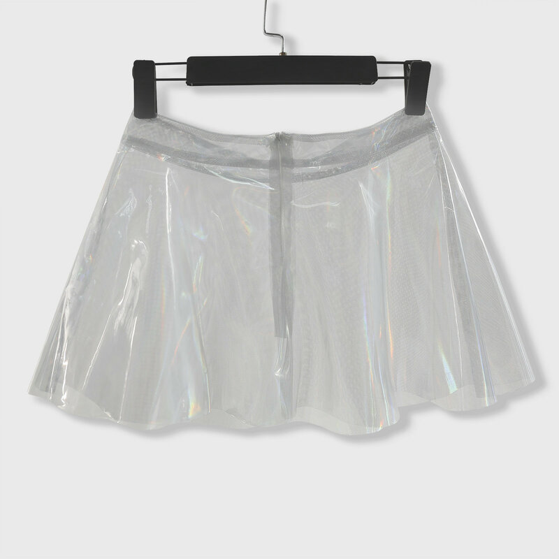 Mini jupe transparente pour femmes, Sexy, esthétique, holographique Laser, robes de Festival, tenues de fête
