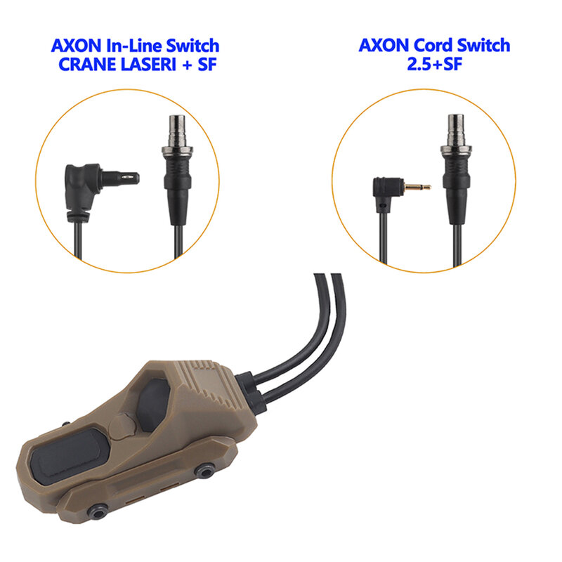 Tactical AXON Remote In-Line Dual Function Pressure Switch Flashlight PEQ NGAL Laser Pushbutton SF/2.5/Crane Plugs