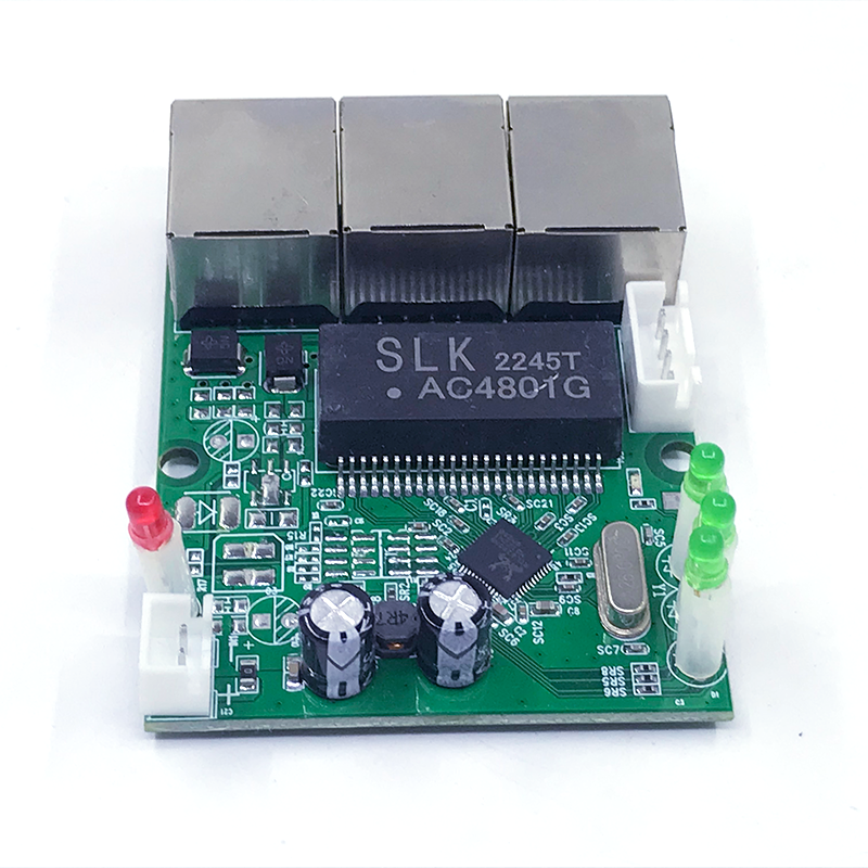 Mini PCBA 4Ports Industrial switch  module 10/100Mbps  5V 12V 15V 18V 24V Lightning protection 4KV Anti static 4KV