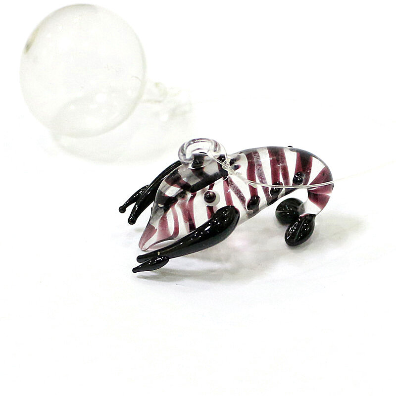 Palla a bolle di vetro galleggiante con Mini figurine di aragosta carina ciondolo acquario acquario decorazione forniture piccoli ornamenti di animali marini