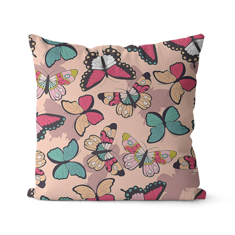 Colorful Butterflies Insect Pattern Printed Soft Square Pillowslip Polyester Cushion Cover Pillowcase Living Room Home Decor