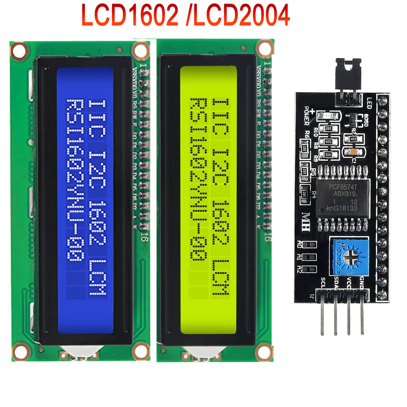 Modul LCD 1602 2004 Layar Abu-abu Hijau Biru 16X2 20X4 Karakter Modul Tampilan LCD HD44780 Pengendali LCD1602 LCD2004