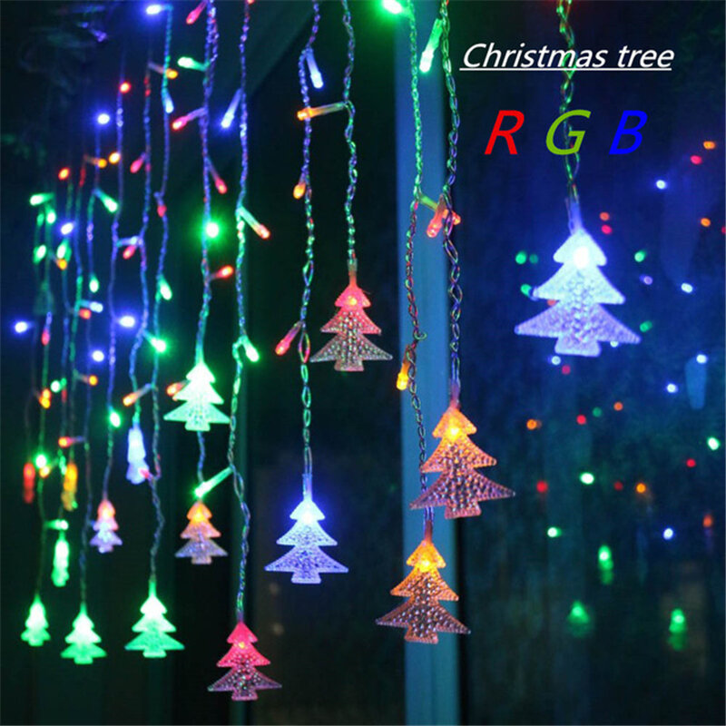 EU 220V 4.5M 96 Leds Curtain Christmas Tree Icicle String Lights Fairy Lights Christmas New Year Lights Wedding Party Decoration
