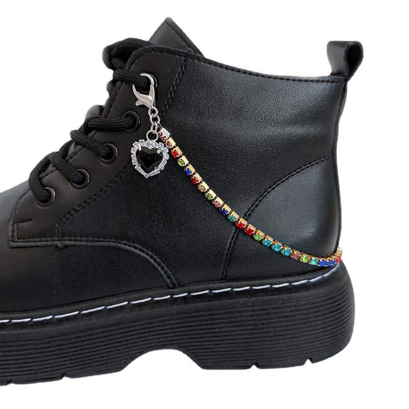 1Pcs Side Pendant Colored Rhinestone Charms Shoe Chains Martin Boots Canvas Shoes Buckles Decoration Y2k Shoes Accessories