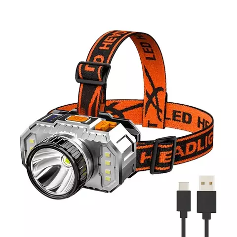 USB 충전식 LED 헤드램프, 야외 캠핑 하이킹용, 강력한 야간 낚시 헤드라이트, 손전등, 토치 램프, 1200mAh