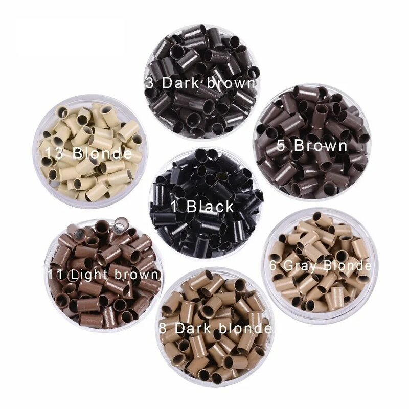1000Pcs 3.4*3.0* 6mm Fare Euro Lock Copper Tubes Micro Rings Links Beads for Stick I Tip Hair Extensions 7 Colors Optional
