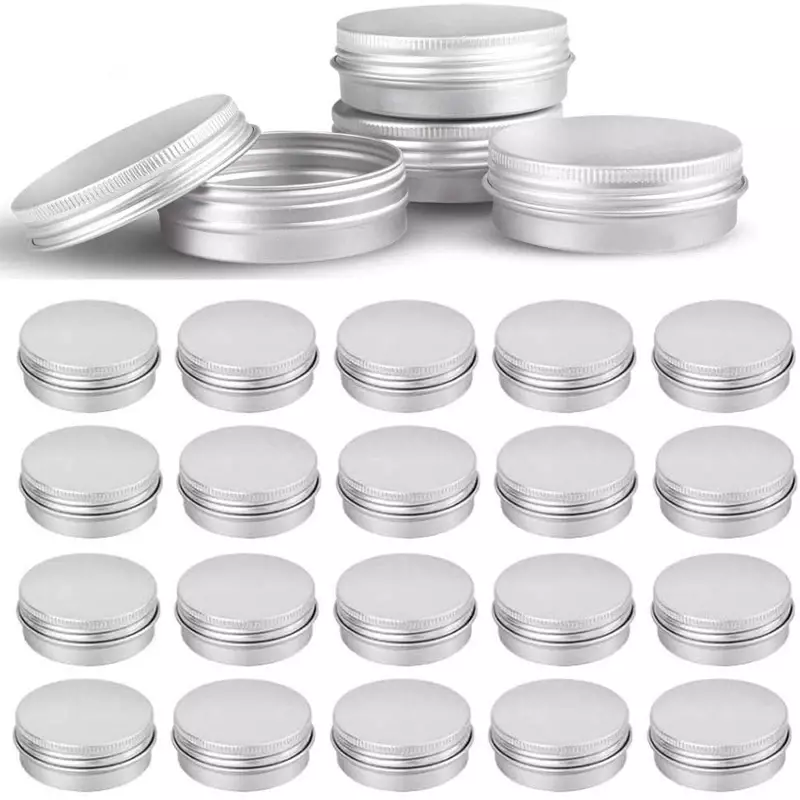 Latas plateadas vacías de aluminio con tapa de tornillo, latas redondas de Metal, 10 unidades, 5g, 10g, 15g, 20g, 30g, 50g, 60g