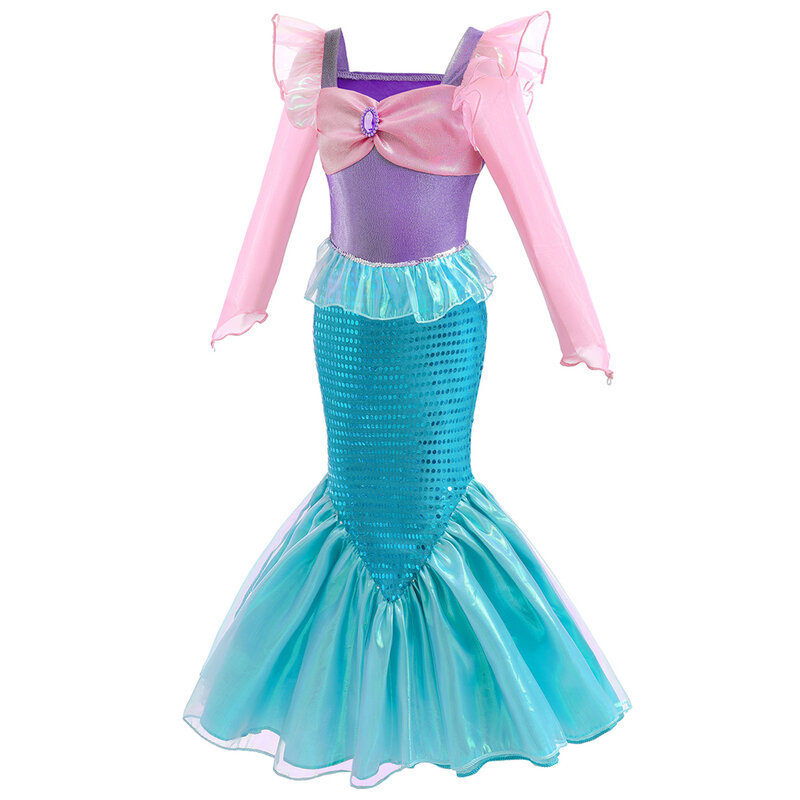 Vestido de sirena para niña, disfraz de Ariel, Cosplay de princesa, Carnaval, Cumpleaños, Halloween, fiesta de rol, ropa de verano