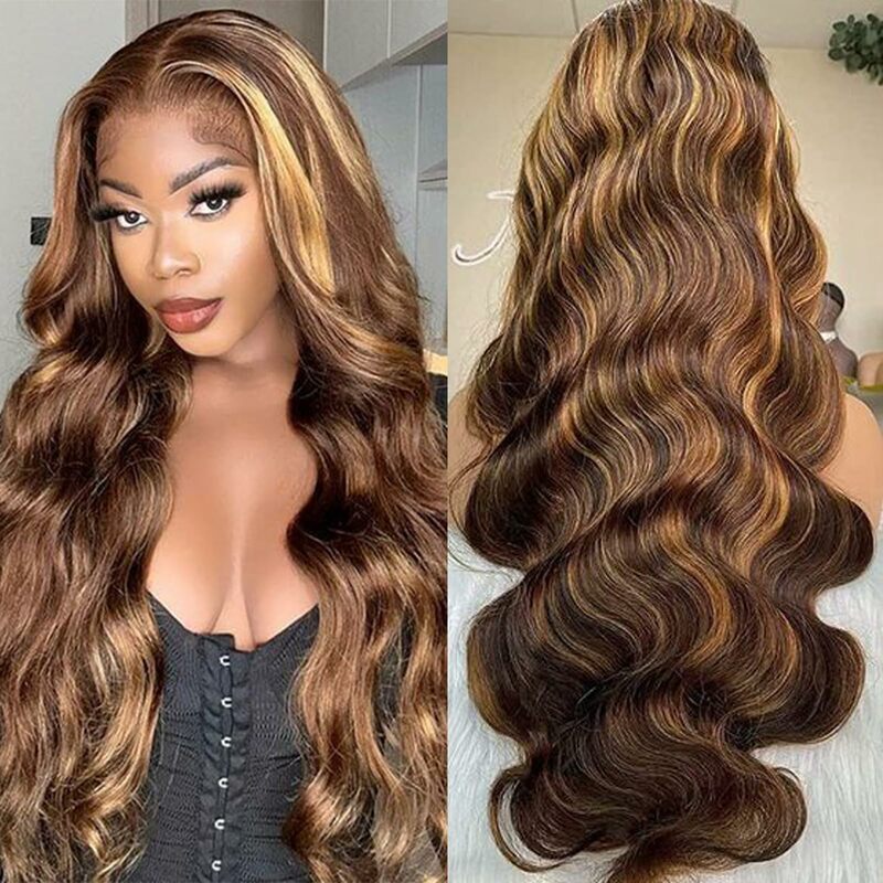 32 34 cale Wear Go Glueless 6x4 HD Lace Closure Wig Highlight Honey Blonde Body Wave Lace Front Wig 13x6 HD Lace Frontal Wig