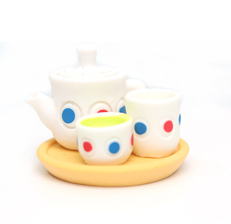 Mini Food Play Tea Cup Pot Set di tre pezzi decorazione della casa delle bambole da pranzo utensili da cucina giocattolo per la casa mobili per bambini