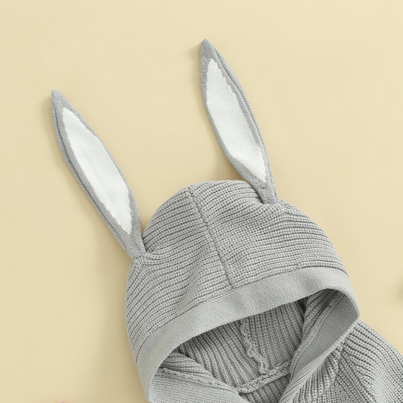 Детская Пасхальная Одежда для маленьких мальчиков и девочек, трикотажная ткань в рубчик с длинным рукавом и капюшоном в виде милых кроликов