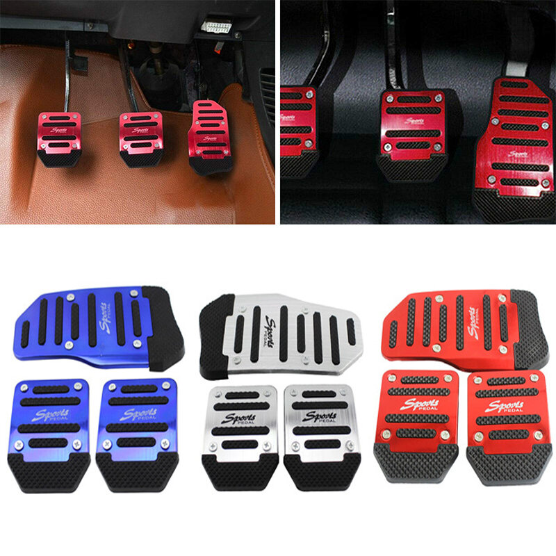 Универсальная крышка для автомобильной педали, алюминиевая автоматическая флюоресцентная накладка на ножку газа, набор педалей красного, синего, серебристого цветов