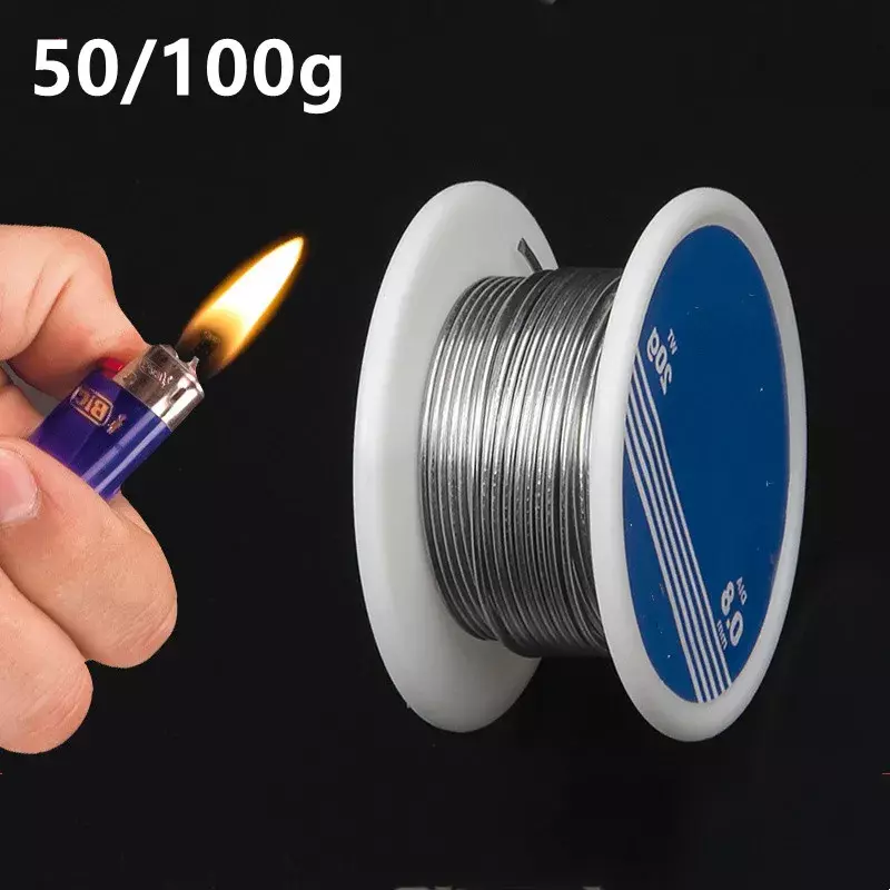 50/100g novo isqueiro de aço inoxidável fio de solda de cobre-ferro-níquel bateria pólo peça solda universal rosin núcleo fio de solda