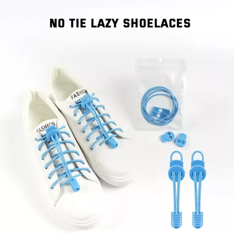 1Pair Lock Shoe laces Round Tennis Laces Without ties Adult Kids Sneakers Elastic Shoelaces Rubber Bands for Shoes Accesories