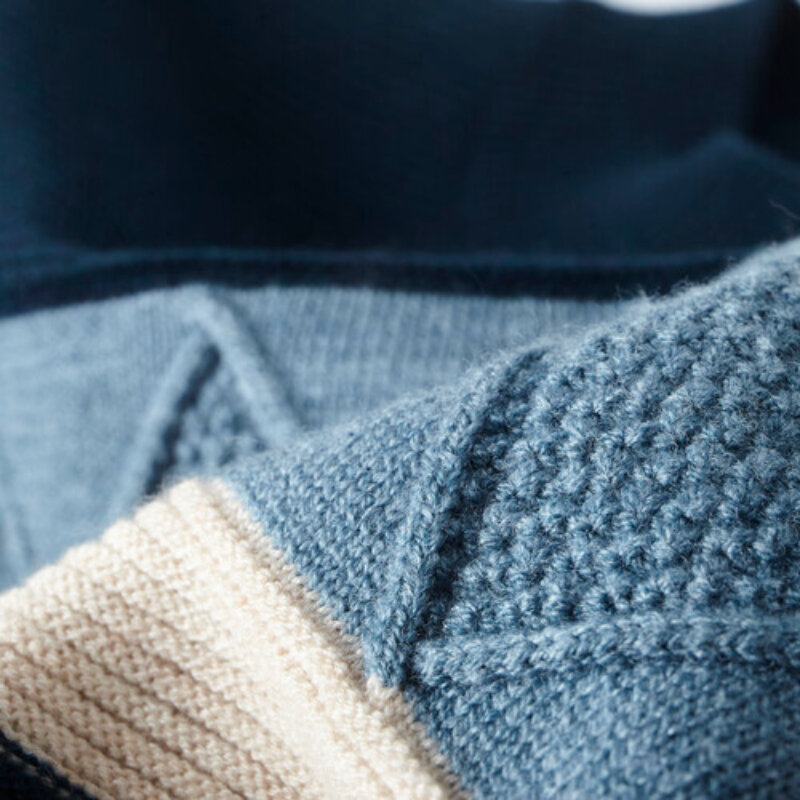 Suéter de punto grueso con patrón Jacquard de hilo de terciopelo para hombre, suéter Vintage de moda informal joven, tres colores