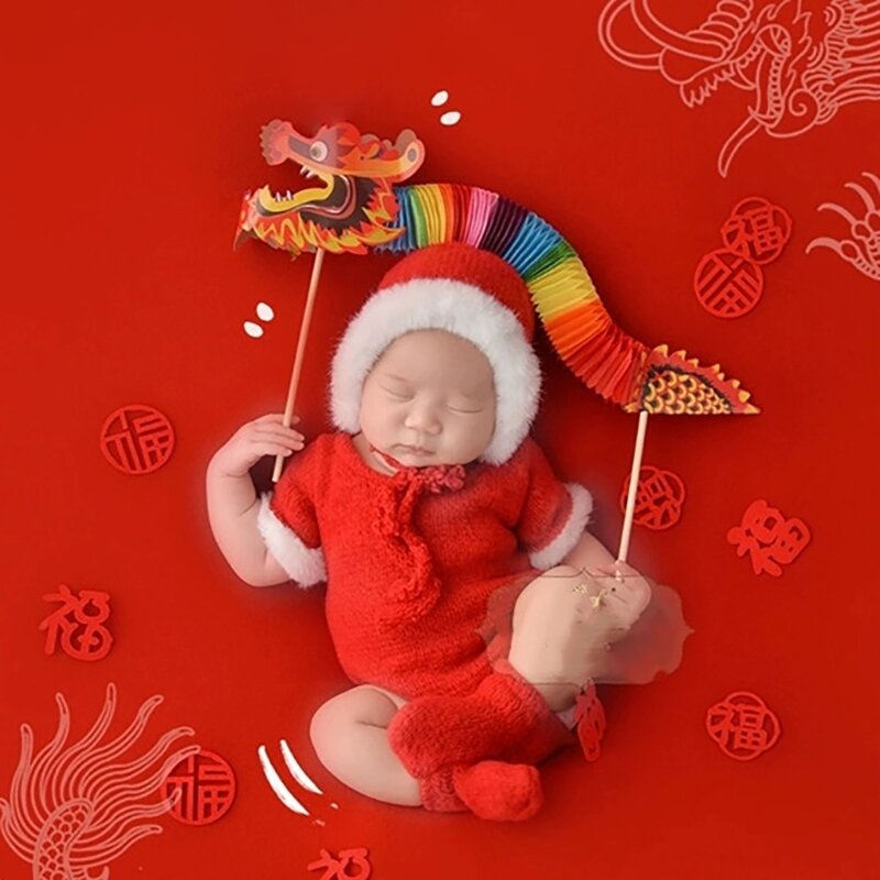 0-1 mesi puntelli per fotografia neonato Set di abbigliamento per bambini tuta a maniche corte + cappello + calzini + coperta Cute Baby Photo Outfit