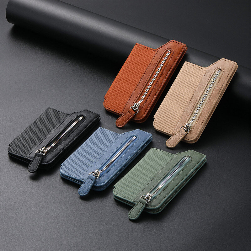 Phone Card Slot Holder Universal Case Adhesive Stick on Cell Phone Credit Card Pocket Leather Wallet Sleeve For iPhone Huawei
