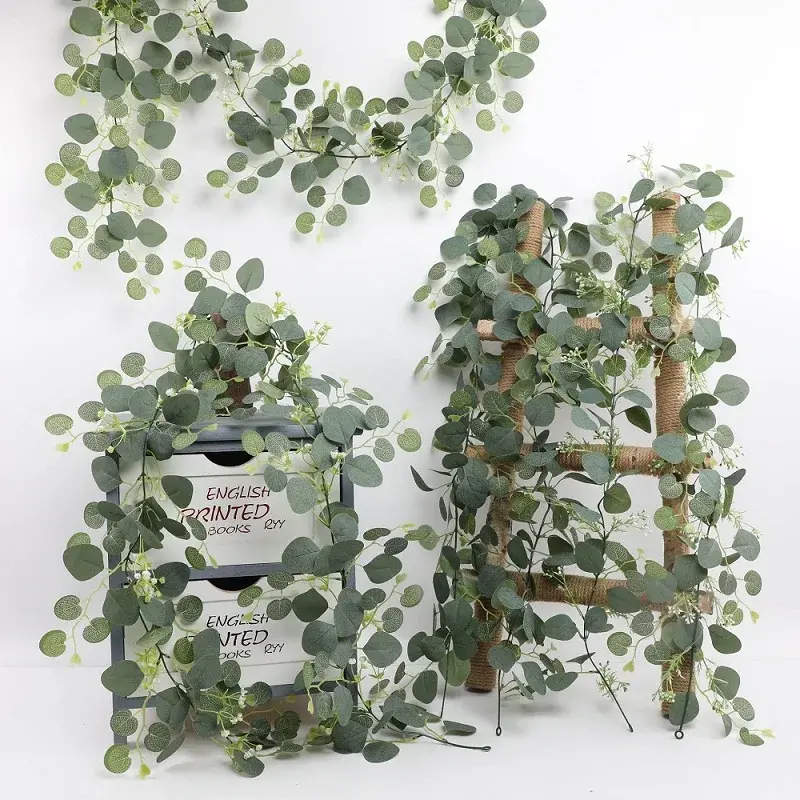 Foglie di eucalipto artificiale appeso a parete piante verdi vite decorazione dell'hotel simulazione pianta seta foglie di eucalipto viti