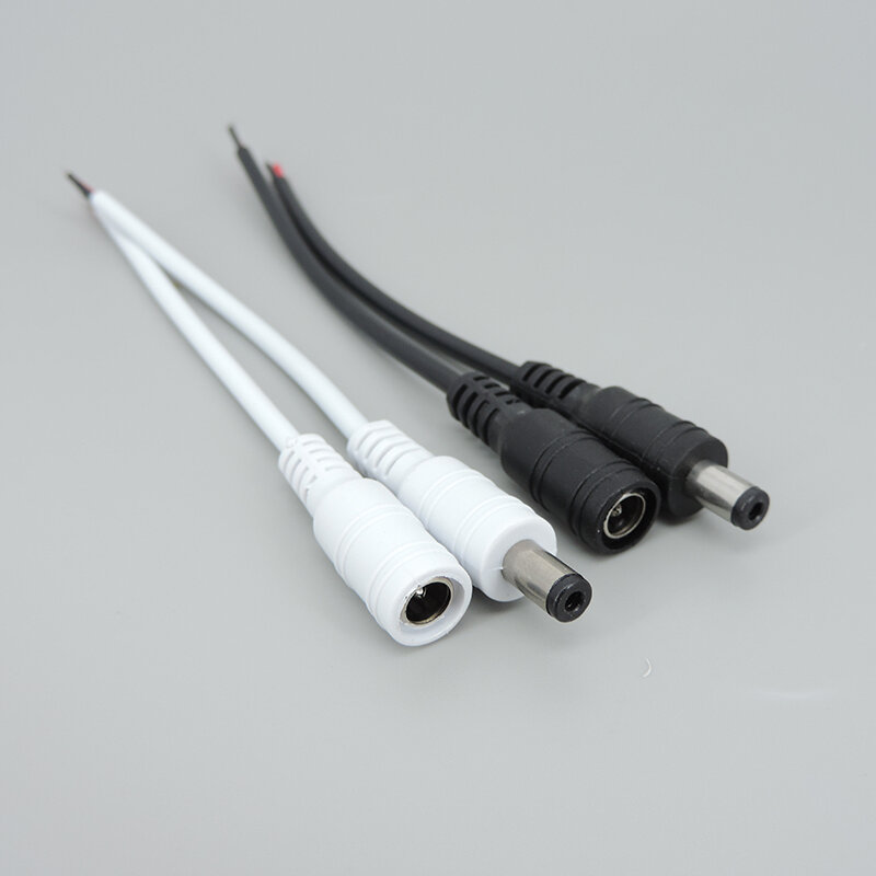 DC 암수 전원 플러그 케이블 와이어 잭 어댑터 커넥터, CCTV 단색 3528 5050 LED 테이프 조명용, 5.5x2.1mm