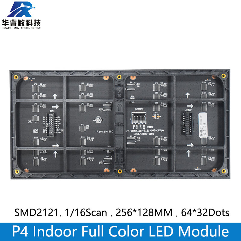 Full Color P4 LED Módulo de Painel de Tela, SMD, RGB, 1/16 Scan, 3in 1, 256x128mm, 64x32 Pixels